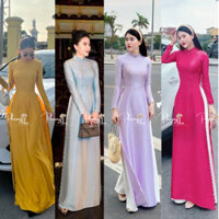 Áo dài truyền thống nữ,lụa vân gỗ cao cấp màu vàng sang trong phù hợp đi chơi, đi đám cưới, hội nghi