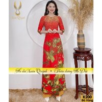 Áo Dài Truyền Thống Phượng Hoàng, Chấm Bi Sang Trọng Lụa Habutai K200 Đỏ - Áo Dài Xuân Quỳnh