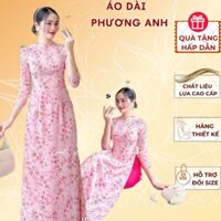 Áo dài truyền thống tơ 4 tà hoa nhí trẻ trung -Áo Dài Phương Anh