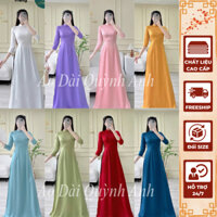 Áo Dài Truyền Thống Trơn Sắc Màu Sang Trọng Quý Phái Chất Liệu Lụa Minh Châu Vải Loại 1 Cao Cấp