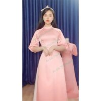 Áo Dài TT1705 Chất Vải Lụa Tây Thi Cổ Bèo, Tay Bồng Ngắn, Áo Dài Công sở