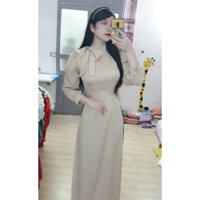 Áo Dài TT1806 Cổ Tròn Mềm Ôm Cổ Chất Tây Thi Màu Da, Áo Dài Công Sở, Giáo Viên