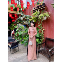 Áo dài vân gỗ chuồn chuồn-Thời trang Nữ Women Dress