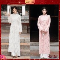 Áo Dài VÂN LAN - Dáng Chiết Eo Cách Tân 4 Tà - Chất Liệu Tơ Tằm Dệt Kim Tuyến Cao Cấp Sang Trọng - Áo Dài Vân An