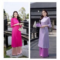 Áo dài xu hướng, Áo dài hót, Áo dài gấm suông cổ 2 phân duyên dáng sang trọng
