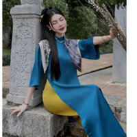 Áo dài xưa dáng suông chất lụa tây thi áo và quần cả sét giá sale 50%