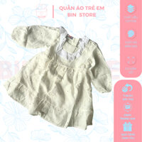Áo Đầm Cho Bé Gái, Đầm Cho Bé, Váy Bé Gái Từ 7kg-23kg Màu Trắng Vải Kate Thêu Đục Lỗ Hoa Cổ Ren Thoáng Mát BINSTORE