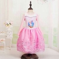 Áo đầm công chúa Elsa tay dài màu hồng