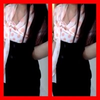 áo đầm công sở thân áo màu trắng họa tiết hoa chân váy màu đen