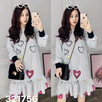 Áo đầm đuôi cá họa tiết tim chỉ còn màu trắng free size tới 60kg