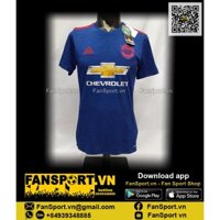 Áo đấu bóng đá Manchester United 2016-2017 away shirt jersey blue AI6704 BNWT chính hãng size S M Adidas quà tặng