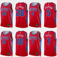 Áo đấu bóng rổ BKB NBA Detroit Pistons Jackson Hayes Stewart Joseph, áo vest thể thao phiên bản cầu thủ