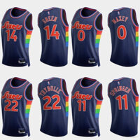 Áo đấu bóng rổ BKB NBA Philadelphia 76ers Maxey Thybulle Springer, áo vest thể thao màu xanh, phiên bản cầu thủ