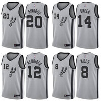 Áo đấu bóng rổ cổ điển Ace NBA Spurs Green Aldridge Ginobili Mills, áo vest thể thao màu xám phiên bản thành phố
