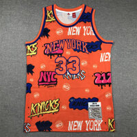 Áo đấu bóng rổ Graffiti số 33 của Knicks Ewing phong cách retro Mỹ thêu lưới áo đấu nam EWING