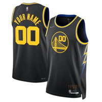 Áo đấu bóng rổ nam Golden State Warriors màu đen, phiên bản thành phố, tùy chỉnh, ép nóng