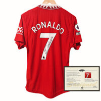 Áo đấu có chữ ký của Ronaldo mùa 2223 số 7 in chữ ký của ngôi sao bóng đá Manchester United Áo phông ngắn tay có giấy chứng nhận