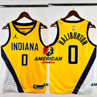 Áo đấu nam NBA Indiana Walkers Sailing Game Tyrese Haliburton Gold Jersey Jersey Jersey Vận động viên bóng rổ