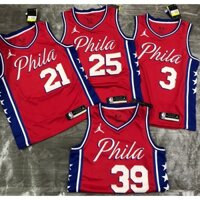 Áo đấu nba bán chạy Philadelphia 76ers No. 1 3 21 25 39 Áo bóng rổ màu đỏ mx 985080