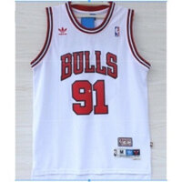 Áo đấu NBA Chicago Bulls số 91 Rodman Áo đấu thể thao Rodman Mới Retro màu trắng