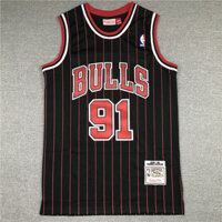 Áo đấu NBA phiên bản thêu Chicago Bulls # Áo thi đấu bóng rổ Rodman 91