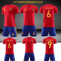 Áo đấu retro phong cách cũ của World Cup 2010 Tây Ban Nha Xavi Torres cho người lớn và trẻ em, bộ đồ bóng đá cho cha mẹ và con cái