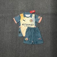 Áo đấu trẻ em dành cho người hâm mộ Phiên bản 2024 / 25 Manchester City Áo và quần bóng đá thứ 3