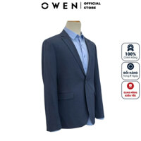 Áo demi nam công sở OWEN BL241351 blazer màu Xanh đậm trơn vải poly cao cấp form regular fit tôn dáng người mặc