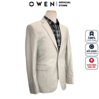 Áo demi nam công sở OWEN BL241356 blazer màu Màu be nhạt vải poly cao cấp form regular fit tôn dáng người mặc