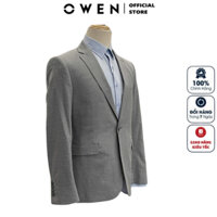 Áo demi nam công sở OWEN BL241363 blazer màu Xám nhạt xược ngang vải namu cao cấp form regular fit tôn dáng người mặc