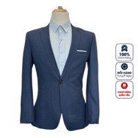Áo demi nam công sở Việt Tuấn DOMI-579 blazer màu Xanh than kẻ vải viscose cao cấp form trẻ tôn dáng người mặc