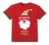 Áo đèn tay ngắn - Trẻ em -  Ông Noel Mắt Kính - Màu Đỏ