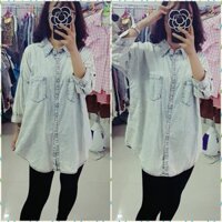 Áo denim nữ dáng dài cá tính