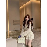 Áo Dệt Kim Cổ Chữ V Cho Nữ Áo Len Khoét Lỗ Thiết Kế Thắt Eo Thắt Dây Nhẹ Nhàng Xuân Thu