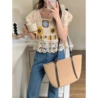 Áo dệt kim cổ chữ V trẻ trung kiểu Pháp Balamy Áo dễ phối thời trang ngắn tay voan thêu công nghiệp nặng mẫu mới mùa hè