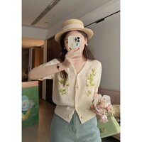 Áo Dệt Kim Ngắn Tay Áo Thun Mẫu Ngắn Instagram Đồng Quê Mẫu Mới Xuân Hè Kiểu Pháp