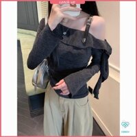 Áo dệt kim nữ hàng đầu phong cách Nhật Bản Ve áo lót lông cừu thông thường