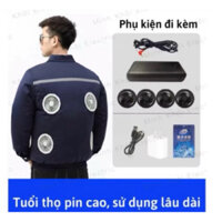 Áo điều hoà 4 quạt áo điều hoà làm mát cơ thể với dung lượng pin khủng 6800mAh tốc độ quạt gió 18v