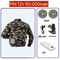 Áo điều hòa cao cấp , mát lạnh mùa hè , TẶNG KÈM ĐÁ KHÔ KHI MUA CẢ BỘ , PIN 60.000mah , quạt 12v
