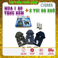 Áo điều hoà OSAKA Chĩnh hãng màu xanh bộ đội, Áo có mũ vải dày dặn siêu giữ gió KHÔNG bai xù (Không kèm pin , quạt)