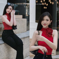 Áo đỏ dự tiệc, Áo kiểu phối hoa cổ chuẩn Chou hàng Cao cấp chuẩn đẹp cho nàng đi tiệc, đi Tết, Đi Chơi sang chảnh- MP