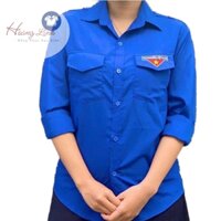 Áo đoàn nữ dài tay thêu logo, sơ mi nữ đoàn viên dày dặn