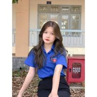 Áo đoàn sơ mi học sinh sinh viên nữ tay ngắn vải thấm mồ hôi thoáng mát