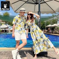 Áo Đôi -Áo Váy Cặp Fig Tree Họa Tiết Lá Tươi Sáng Đón Hè  MS 187 - Hàng Thiết Kế