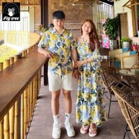 Áo Đôi -Áo Váy Cặp Fig Tree Họa Tiết Lá Tươi Sáng Đón Hè 2025( MS 187 - hàng thiết kế)