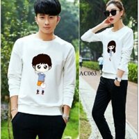 Áo đôi dài tay thu đông màu trắng , xám , đỏ ,đen ,vàng - MÃ AGD826