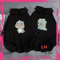 Áo đôi hoodie thỏ, khủng long 5D DA85