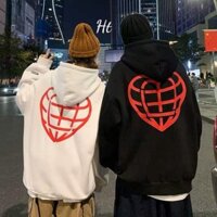Áo đôi hoodie tim lưới