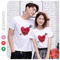 Áo đôi mẫu I Love You màu trắng thun cotton mềm mịn cổ tròn tay ngắn form unisex AC104T  SG - Áo Nam - Size XXL