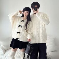 Áo đôi nam nữ dài tay màu trắng kem sang trọng áo nữ kèm nơ xinh COUPLE LOVE C225